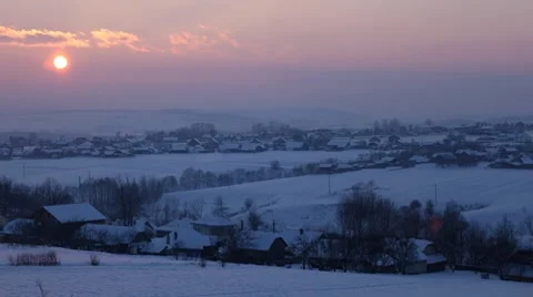 Sunset Time Lapse, Winter Scene, Beautiful Landscape, White Hills Video stock 8760235