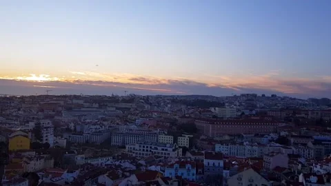 Sunset time in Lisbon Portugal Stock Footage