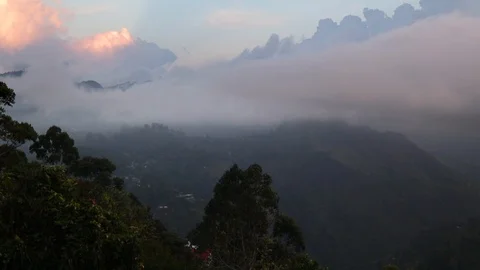 Sunset time in the mountain. View to the Little Adam's peak, Sri-Lanka. Stock Footage 106169164