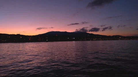 Sunset time over the Atakum beach and the shore, Samsun Stock Footage 129190132