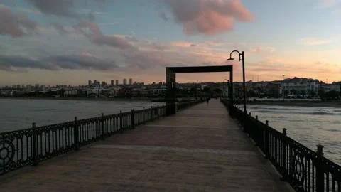 Sunset time over the Atakum beach and the shore, Samsun Video stock 130844759