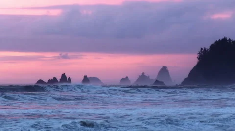 Sunset time with rock stack formations 스톡 동영상 53264072