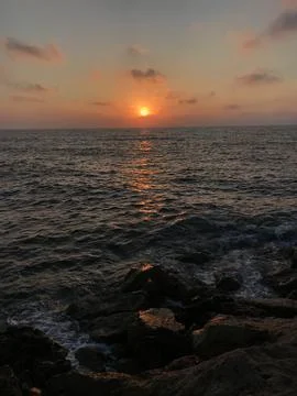 Sunset time at the sea Stock Photos