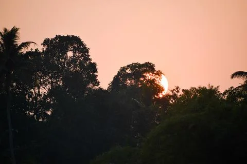 Sunset time . Sun is going down Stock Photos