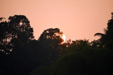 Sunset time . Sun is going down Stock Photos