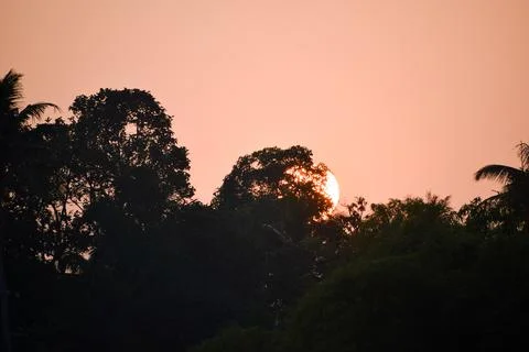 Sunset time . Sun is going down Stock Photos