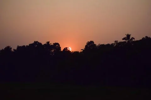 Sunset time . Sun is going down Stock Photos