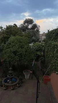 Sunset time with a view of the garden Stock Photos