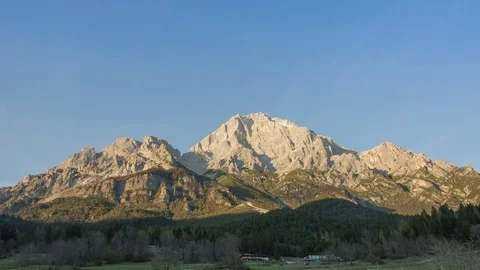 Sunset time winter timpelapse of Antelao peak Stock Footage
