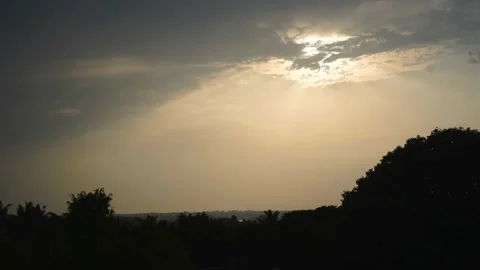 Sunset timelaps time lasp wide angle India  Karnataka moving cloud India Stock Footage 198889627