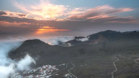 Sunset Timelapse 4K Over Canyon on Tenerife, Canary Islands 库存影片 317238573