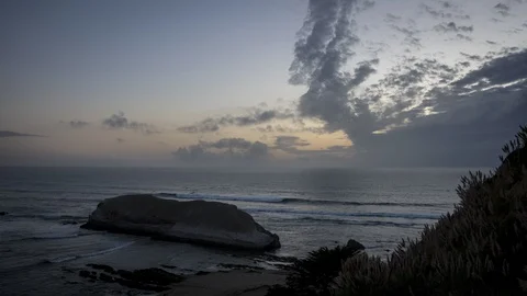 Sunset Timelapse along the California Coast with Hilly Foreground Stock Footage
