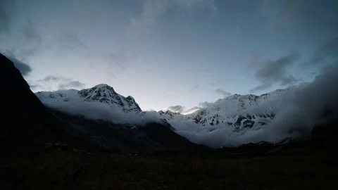 Sunset Timelapse of Annapurna – Nepal Stock Footage