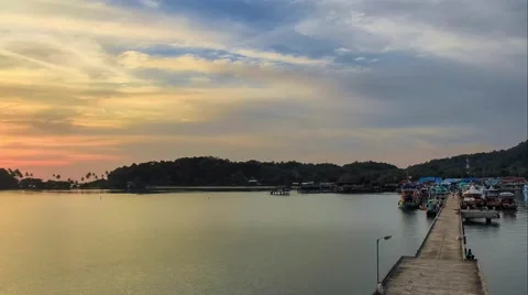 Sunset timelapse of bay in Thailand Stock Footage 61787979