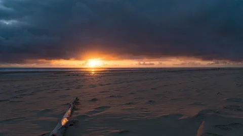 Sunset Timelapse On the Beach of Coubre Lighthouse, Charente, France Video stock 210390887