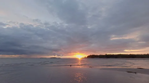 Sunset timelapse from beach towards ocean Stock Footage 168879069