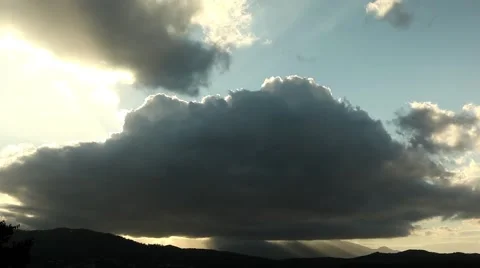 Sunset Timelapse, beautiful sun rays through clouds, storm cloud Stock Footage 44943346