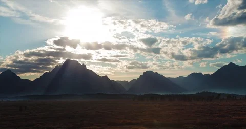 Sunset timelapse behind the Grand Tetons Stock Footage 79667062