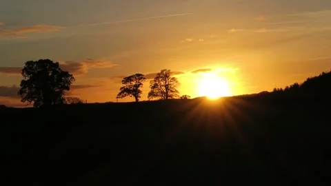 Sunset timelapse behind trees Stock Footage 153215927