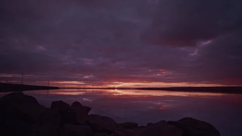 Sunset Timelapse at Black Stone Reservoir Stock Footage 268490176