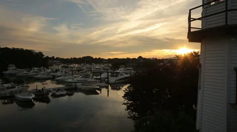 Sunset Timelapse at Boat Harbor Stock Footage 28038584