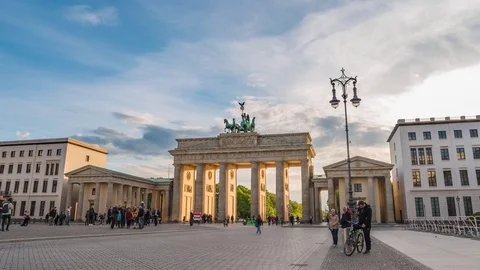 Sunset timelapse at Brandenburg Gate, Berlin, Germany, 4K Time lapse Stock Footage 76170522