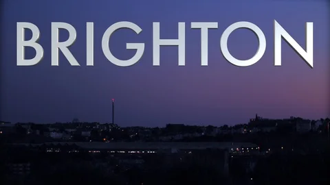 SUNSET TIMELAPSE BRIGHTON WITH TEXT Stock Footage 94460303