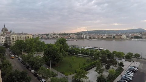 Sunset Timelapse in Budapest Video stock 90067203