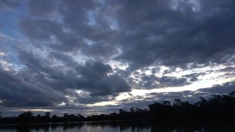 Sunset timelapse Chinchilla Weir, QLD AUST Stock Footage 313041326