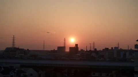 Sunset timelapse at city in Japan Stock Footage 327565853