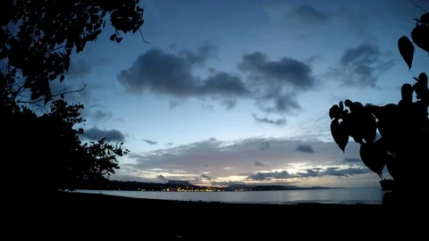 Sunset timelapse with clouds and stars in Baracoa, Cuba Stock Footage 95094154