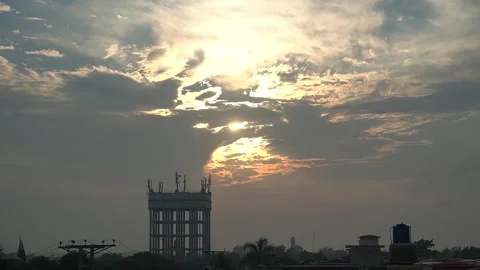 Sunset Timelapse with Clouds moving Stock Footage 255310168