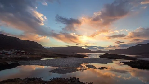 Sunset timelapse, Clouds, reflection. Stock Footage 264760639