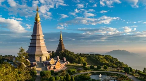 Sunset timelapse at Doi Inthanon, Chiang mai, Thailand, 4K Time lapse Stock Footage 60798605