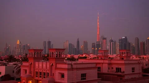 Sunset timelapse of Dubai city Stock Footage 168613700