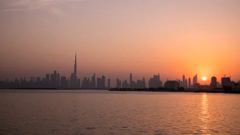 Sunset timelapse in Dubai Stock Footage 168613830