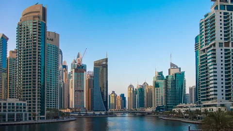 Sunset timelapse Dubai Marina Stock Footage 168614024