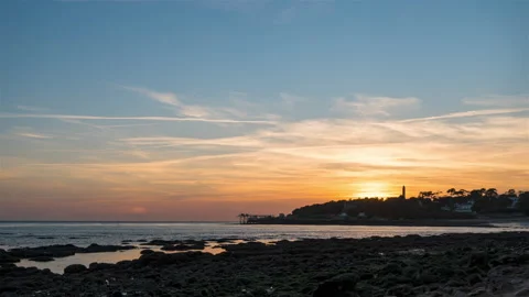 Sunset Timelapse, First time the sun and Orange Sky and after Pink Sky Video stock 213977883
