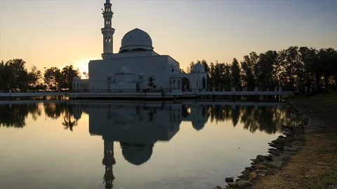 Sunset timelapse at Floating mosque, Terengganu Stock Footage 85659749