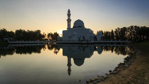 Sunset timelapse at Floating mosque, Terengganu Stock Footage 85664290