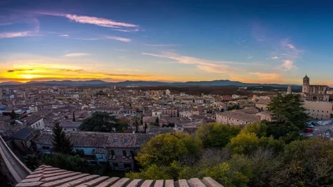 Sunset timelapse in Girona Stock Footage 79615445