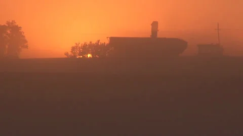 Sunset Timelapse Grain Cart Stock Footage 35574370