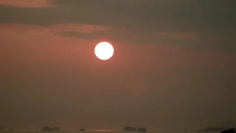Sunset timelapse at Hong Kong in cloudy day by telephoto lens - 4k Video stock 301984428