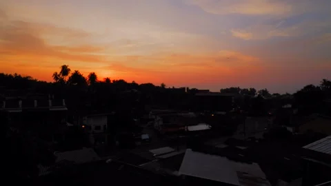 Sunset timelapse in Karon area, sea and beach view, nature and trees, orange sky Stock Footage 246060442