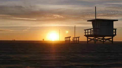 Sunset timelapse in Los Angeles, Venice Beach. Stock Footage