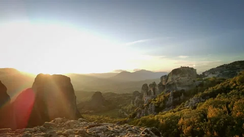 Sunset timelapse in Meteora Stock Footage 163204770