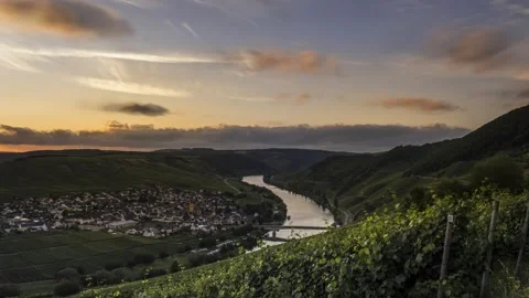 Sunset Timelapse of Mosel river Stock Footage 135423864