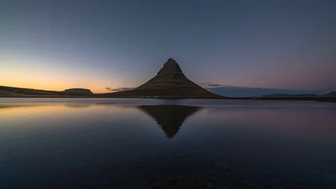 Sunset Timelapse Mountain and Lake in Iceland Stock Footage 71387540