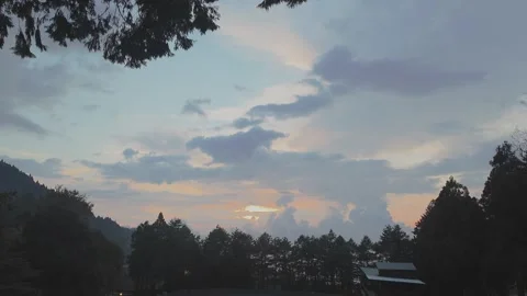 Sunset Timelapse with Moving Clouds at Alishan Mountain Taiwan Stock Footage 341527775