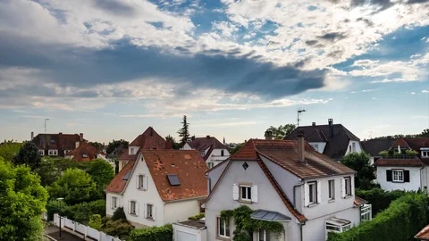 Sunset timelapse. Moving clouds over the old quater in Strasbourg Stock Footage 109486185